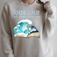 Oceans Of Possibilities Book Waves Summer Reading 2022 For Men Women Kids Raglan Sleeve Sweatshirt Heather Forest
