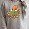 Octopus Reading Book Bookworm Librarian Women Men Kids Raglan Sleeve Sweatshirt Heather Forest