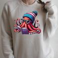 Octopus Reading Book Kraken Book Lover Raglan Sleeve Sweatshirt Heather Forest