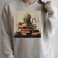 Octopus Reads a Book Book Lovers Raglan Sleeve Sweatshirt Heather Forest