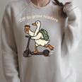 Off To Grow Reader Silly Goose School Librarian Book Lover Raglan Sleeve Sweatshirt Heather Forest
