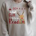 Oh What Fun It Is To Read Christmas Cute Reindeer Read Books Raglan Sleeve Sweatshirt Heather Forest Oh What Fun It Is To Read Christmas Cute Reindeer Read Books Raglan Sleeve Sweatshirt Heather Forest