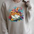 Open Book With Colorful Floral Reading Magic Raglan Sleeve Sweatshirt Heather Forest Open Book With Colorful Floral Reading Magic Raglan Sleeve Sweatshirt Heather Forest