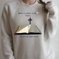 Open Book Faith Christian Cross Light Bible Raglan Sleeve Sweatshirt Heather Forest