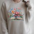 Open Book With Wildflowers Blooming Around Pages Raglan Sleeve Sweatshirt Heather Forest Open Book With Wildflowers Blooming Around Pages Raglan Sleeve Sweatshirt Heather Forest