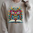 Owl With Glasses Book Lover Reading Raglan Sleeve Sweatshirt Heather Forest
