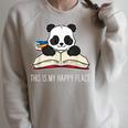 Panda Bear Books Reading Library Saying Raglan Sleeve Sweatshirt Heather Forest