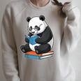 Panda With Glasses Reading Book Librarian Panda Raglan Sleeve Sweatshirt Heather Forest Panda With Glasses Reading Book Librarian Panda Raglan Sleeve Sweatshirt Heather Forest