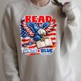 Patriotic Eagle Reading Book Read Blue Since 1776 Raglan Sleeve Sweatshirt Heather Forest