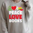 Peace Love Books Bookworm Book Lovers Raglan Sleeve Sweatshirt Heather Forest Peace Love Books Bookworm Book Lovers Raglan Sleeve Sweatshirt Heather Forest