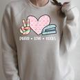 Peace Love Books Reading Raglan Sleeve Sweatshirt Heather Forest