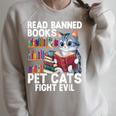 Pet Cats Fight Evil Read Banned Books Raglan Sleeve Sweatshirt Heather Forest