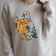 Pigeon Reading Book Bird Joke Humor Premium Tri-Blend Raglan Sleeve Sweatshirt Heather Forest