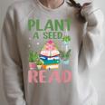 Plant A Seed Read Reading Summer 2026 Teacher Librarian Book Raglan Sleeve Sweatshirt Heather Forest