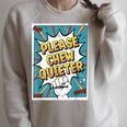 Please CHEW Quieter Comic Book Pop Art Misophonia Raglan Sleeve Sweatshirt Heather Forest Please CHEW Quieter Comic Book Pop Art Misophonia Raglan Sleeve Sweatshirt Heather Forest