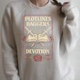 Plotlines Daggers Devotion Dark Romance Reader Book Lover Raglan Sleeve Sweatshirt Heather Forest