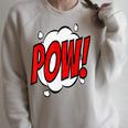POW Comic Art Book Superhero Bubble Cartoon T-Shirt Raglan Sleeve Sweatshirt Heather Forest