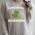Professional Bookworm Reading Lover Cute Worm Glasses Book Raglan Sleeve Sweatshirt Heather Forest