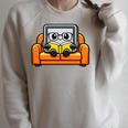 Proud Library Patron Cute Tablet Reading a Book Raglan Sleeve Sweatshirt Heather Forest
