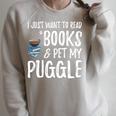 Puggle Avid Book Reader Dog Mom Raglan Sleeve Sweatshirt Heather Forest