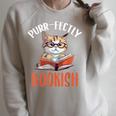 Purr-Fectly Bookish Cats And Books Raglan Sleeve Sweatshirt Heather Forest