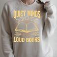 Quiet Minds Loud Books Introvert Reader Book Lover Raglan Sleeve Sweatshirt Heather Forest
