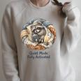 Quiet Mode Fully Activated Cozy Sleeping Raccoon Book Lover Raglan Sleeve Sweatshirt Heather Forest
