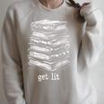 Quirky Book Nerd Get Lit Humor Bookworm Classic Distressed Raglan Sleeve Sweatshirt Heather Forest