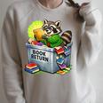 Raccoon At Library Book Return Librarian And Reader Raglan Sleeve Sweatshirt Heather Forest
