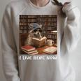 Raccoon I Live Here Now Book Lover Racoon Reading Book Raglan Sleeve Sweatshirt Heather Forest Raccoon I Live Here Now Book Lover Racoon Reading Book Raglan Sleeve Sweatshirt Heather Forest