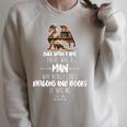 There Was a Man Who Really Loved Dragons And Books Raglan Sleeve Sweatshirt Heather Forest