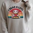 I Read Alotl Axolotl Retro Reading Books Lover Vintage Raglan Sleeve Sweatshirt Heather Forest I Read Alotl Axolotl Retro Reading Books Lover Vintage Raglan Sleeve Sweatshirt Heather Forest