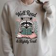 Well Read & Slightly Feral Raccoon Book Women Raglan Sleeve Sweatshirt Heather Forest