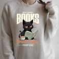 Read Banned Books Drink Coffee Fight Evil Cat Free Speech Raglan Sleeve Sweatshirt Heather Forest