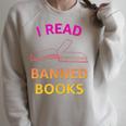 I Read Banned Books Pink-Yellow Literature Activist Raglan Sleeve Sweatshirt Heather Forest