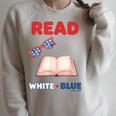 Read Blue Patriotic Book Lover Girls Independence Raglan Sleeve Sweatshirt Heather Forest