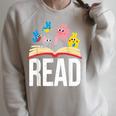 Read Book Cute School Teacher Librarian Elephant Pigeon Raglan Sleeve Sweatshirt Heather Forest