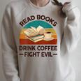 Read Book Drink Coffee Fight Evil Reading Teacher Raglan Sleeve Sweatshirt Heather Forest