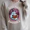 Read More Books Boo Ghost Halloween Reading Books Teacher Raglan Sleeve Sweatshirt Heather Forest
