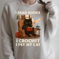 Read Books Crochet & Pet Lazy Cat Coffee Raglan Sleeve Sweatshirt Heather Forest