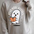 Read More Books Cute Ghost Halloween Teacher Raglan Sleeve Sweatshirt Heather Forest