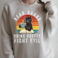 Read Books Drink Coffee Fight Evil Book Lover Worm Nerd Raglan Sleeve Sweatshirt Heather Forest