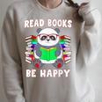 Read Books Be Happy Panda Literacy Reading Teacher Raglan Sleeve Sweatshirt Heather Forest