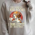 i Read Books And i Know Things Beagle Dog Reading Coffee Raglan Sleeve Sweatshirt Heather Forest