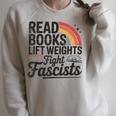Read Books Lift Weights Fight Fascists Bookworm Book Lover Raglan Sleeve Sweatshirt Heather Forest