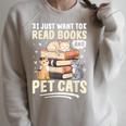 Read Books And Pet Cats Cat Lover Women Girls Kids Raglan Sleeve Sweatshirt Heather Forest