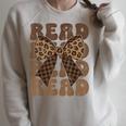 Read Coquette Bow Retro Western Groovy Leopard Reading Raglan Sleeve Sweatshirt Heather Forest