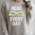 Read Every Day Teacher Reading School Book Club Literacy Premium Tri-Blend Raglan Sleeve Sweatshirt Heather Forest