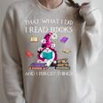 That What I Do I Read And I Forget Things Gnomes Read Book Raglan Sleeve Sweatshirt Heather Forest