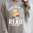 Would You Like To Read With Me Hamster Book Raglan Sleeve Sweatshirt Heather Forest